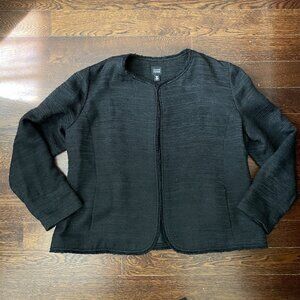 Eileen Fisher Black Metallic Sparkle WovenTweed Blazer Jacket-Large